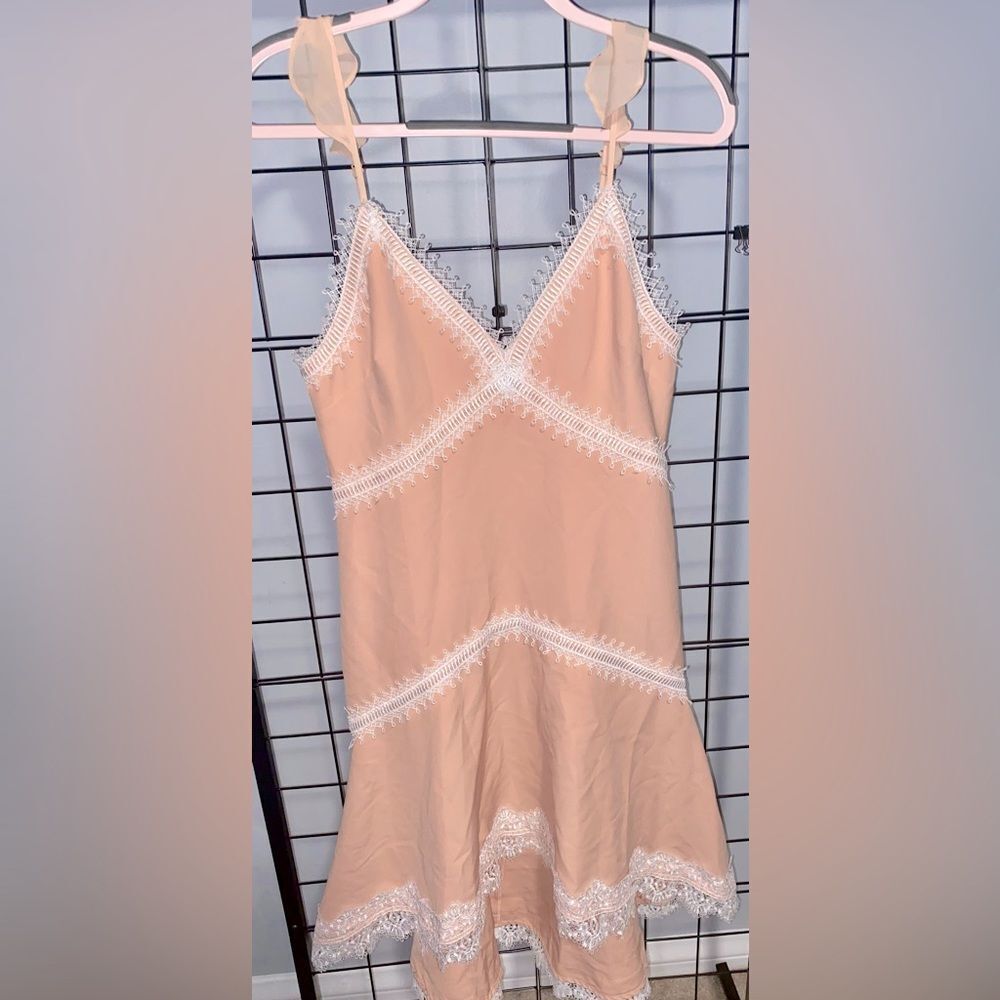 X by NBD Paris Dress in Blush with white trim EUC